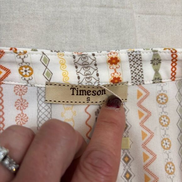 Brand new with Tags Timeson Brand V Neck Sleeveless Blouse Boho Print Small - Picture 11 of 12